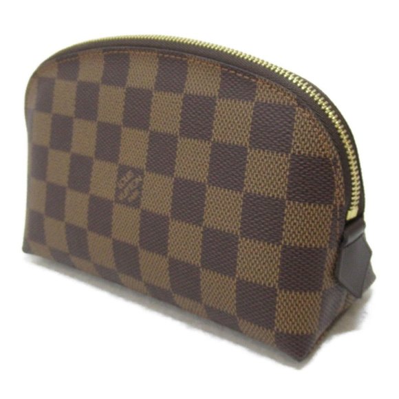 LOUIS VUITTON Pochette Cosmetic PM Pouch purse Damier canvas Brown Used - Picture 3 of 8